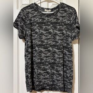 rag & bone Women's L Gray Multi All Over Camo Cotton Short Sleeve Tee T-Shirt